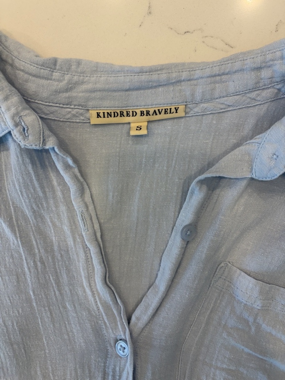 Kindred Bravely Light Blue Gauze Button-Down Top - Picture 3 of 5